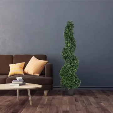 50-Inch Faux Boxwood Topiary for Home & Garden Decor