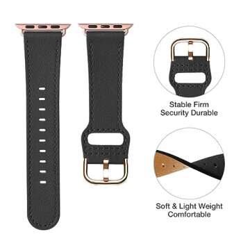 POWER PRIMACY Leather Bands Compatible with Apple Watch Band 38mm 40mm 41mm 42mm-Series 10,Genuine L...