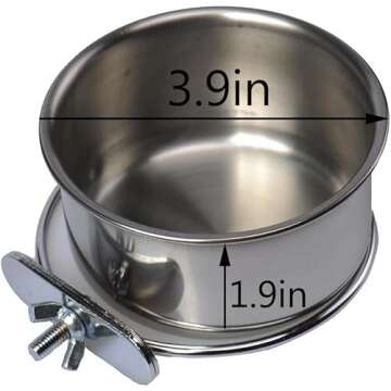 Hypeety Pet Bird Food Feeding and Drinking Hanging Cup Clamp Holder Stainless Steel Hanging Bowl for...