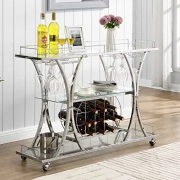 Stylish HOMYSHOPY Bar Serving Cart with Wine Rack