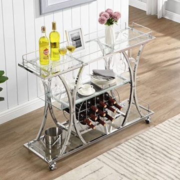 Stylish HOMYSHOPY Bar Serving Cart with Wine Rack