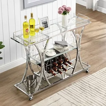 Stylish HOMYSHOPY Bar Serving Cart with Wine Rack