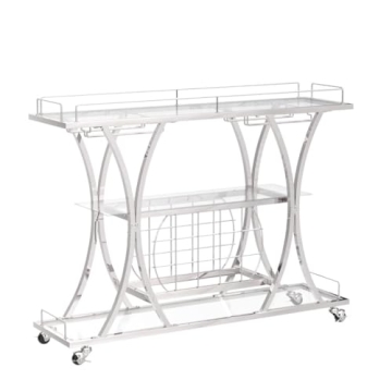 Stylish HOMYSHOPY Bar Serving Cart with Wine Rack