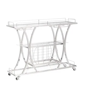 Stylish HOMYSHOPY Bar Serving Cart with Wine Rack