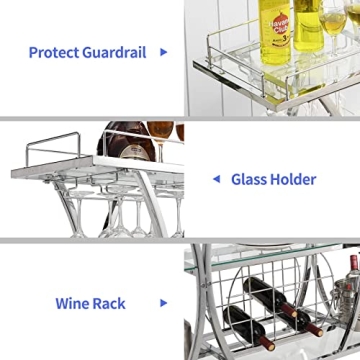 Stylish HOMYSHOPY Bar Serving Cart with Wine Rack