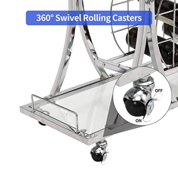 Stylish HOMYSHOPY Bar Serving Cart with Wine Rack