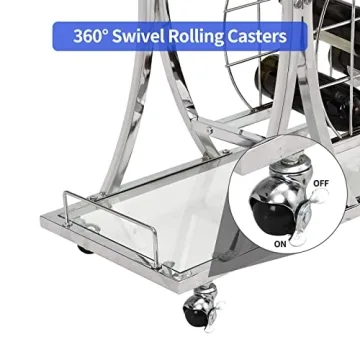 Stylish HOMYSHOPY Bar Serving Cart with Wine Rack