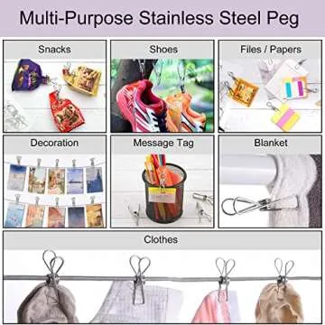 Durable 100 Pcs Stainless Steel Clothespins for Laundry