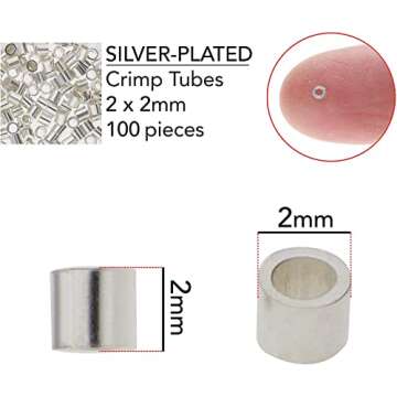 Real Silver Plated Crimp Beads 2x2mm (100 Crimps)