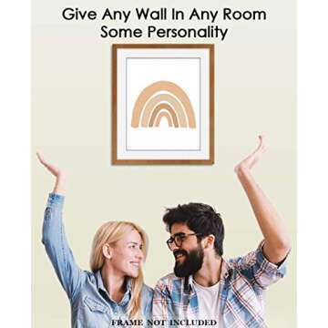 Geometric Pastel Rainbow Abstract Wall Art: Minimalist, Aesthetic & Boho Wall Art for Home, Office, ...