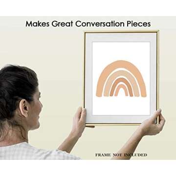 Geometric Pastel Rainbow Abstract Wall Art: Minimalist, Aesthetic & Boho Wall Art for Home, Office, Bedroom & Living Room Decor - Unframed Posters 8x10"