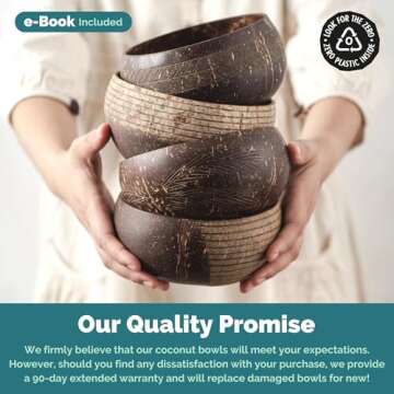 Jungle Culture 2 Polished Coconut Bowl and Wooden Spoons Set with Bamboo Straws • Natural Coconut Smoothie Bowls • Healthy Choice Coco Shell Acai & Buddha Bowls • Eco Friendly Vegan Gifts