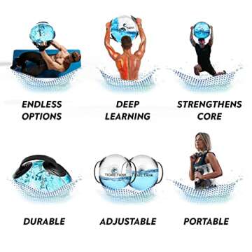 Tidal Tank Sphere - Original Heavy Bag Aqua Ball, Water Weight - Sandbag Weight Set for Home Gym, Adjustable Sand Bags Weights Workout - Portable Exercise Fitness Equipment - Workout Videos
