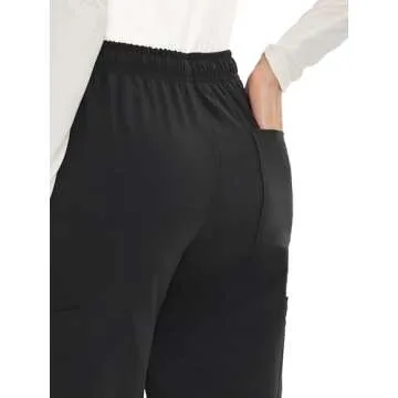 COZYFIT Scrubs for Women Set Medical Uniform - V-Neck Top & Straight Leg Pants with 9 Pockets, Wrinkle-Resistant Unisex Workwear, Black, XS