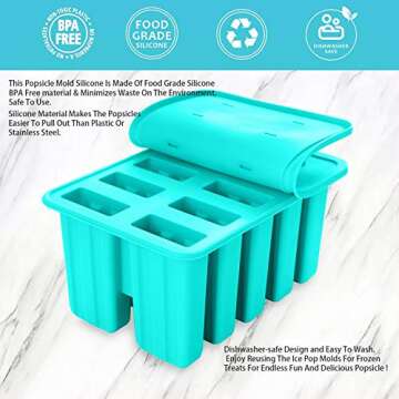 Ice Monster Silicone Popsicle Molds - Homemade Popsicles Molds For Kids Popsicle Mold Food Grade Silicone BPA Free Ice Pop Molds Frozen Pop Tray 100 Popsicle Sticks 100 Popsicle Bags Funnel Recipes