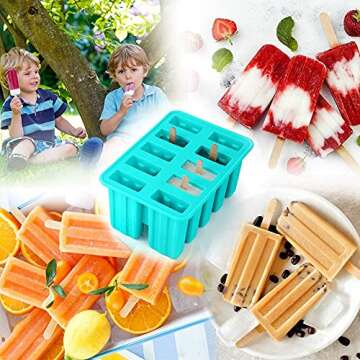Ice Monster Silicone Popsicle Molds - Homemade Popsicles Molds For Kids Popsicle Mold Food Grade Silicone BPA Free Ice Pop Molds Frozen Pop Tray 100 Popsicle Sticks 100 Popsicle Bags Funnel Recipes