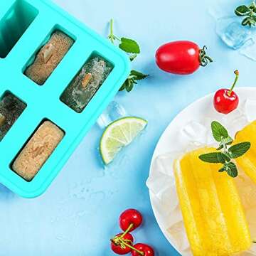 Ice Monster Silicone Popsicle Molds - Homemade Popsicles Molds For Kids Popsicle Mold Food Grade Silicone BPA Free Ice Pop Molds Frozen Pop Tray 100 Popsicle Sticks 100 Popsicle Bags Funnel Recipes