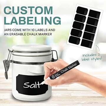 Home Intuition 4-Piece Ceramic Kitchen Canisters Set with Airtight Seals & Spoons