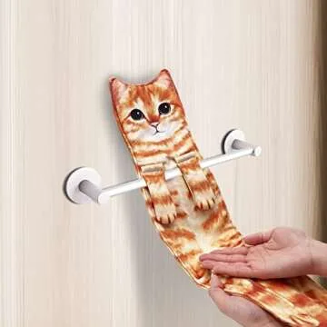 Hawgiman Hand Towels for Bathroom Kitchen,Cute Cat Quick-Dry Hanging Hand Towels Decorative for Bathroom Face Towels,Funny Gifts for Cat Lovers (Orange)