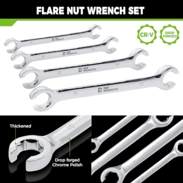 Der Erwachte 4-Piece Flare Nut Wrench Set, Offset End Spanner Metric 8 9 10 12 13 14 15 17mm, CR-V S...
