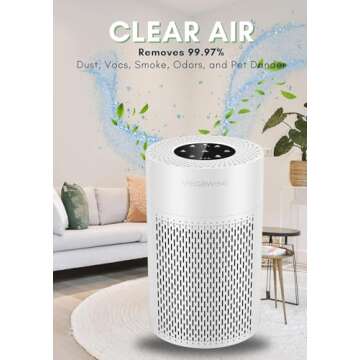MEGAWISE Smart Air Purifier for Large Rooms, HEPA Filter