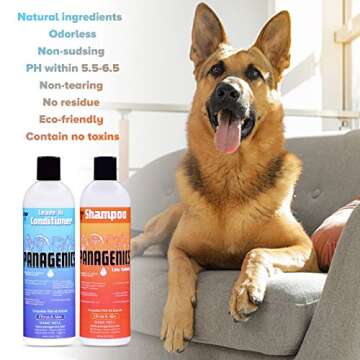 Panagenics | Pet Shampoo and Leave-in Conditioner Combination Set (16 Ounce Bottles) - Safe for All Animals, Unscented, Contains Citrus and Aloe