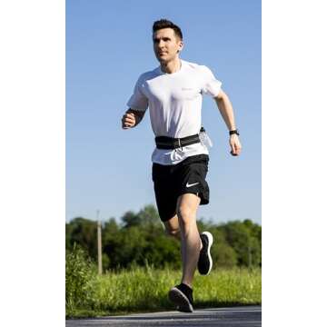 Fitgriff® Running Belt for Men & Women - Secure Jogging Pouch for Phone, Keys & Essentials - For All Cell Phones (Black, 24.5" - 35.5" Waist Size)