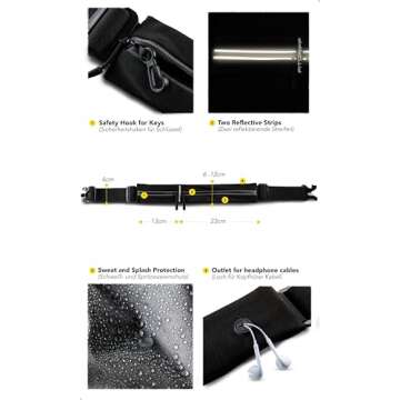 Fitgriff® Running Belt for Men & Women - Secure Jogging Pouch for Phone, Keys & Essentials - For All Cell Phones (Black, 24.5" - 35.5" Waist Size)