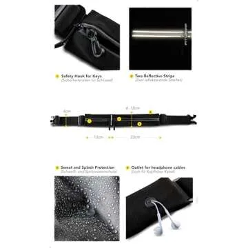 Fitgriff® Running Belt for Men & Women - Secure Jogging Pouch for Phone, Keys & Essentials - For All Cell Phones (Black, 24.5" - 35.5" Waist Size)