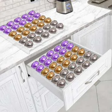 Cididu Acrylic Coffee Pod Holder - Clear Organizer for Vertuoline