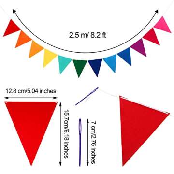 Outus 6 Sets Rainbow Pennant Banner Flags Garland Multicolor Bunting String Triangle Flags Bulk Rain...