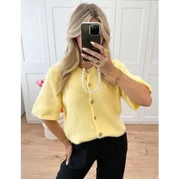 Wyeysyt Cropped Knitted Cardigan for Women - Y2K Style