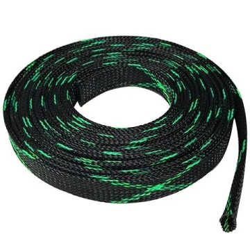 20 FT 5/8" 16mm Black Green Expandable Wire Cable Braided Sleeving Sheathing Loom Tubing US
