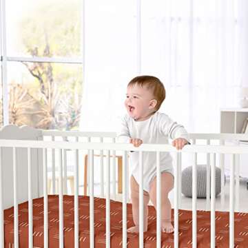 Sweet Jojo Designs Rust and White Boho Mudcloth Boy or Girl Fitted Crib Sheet Baby or Toddler Bed Nu...