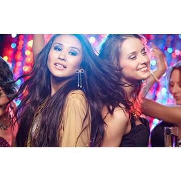 Rhinestones Bow Drop Earrings for Women Silver Crystal Bowknot Tassels Statement Earrings Lightweight Shiny Bar Earrings Set Jewelry（style 2）