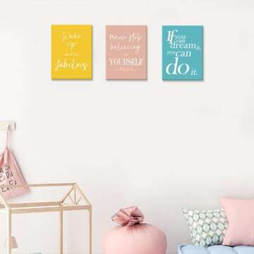 Buffay Motivational Wall Art, Inspirational Canvas Wall Art For Office Decor Positive Quote Wall Decor, Ready To Hang Set of 3