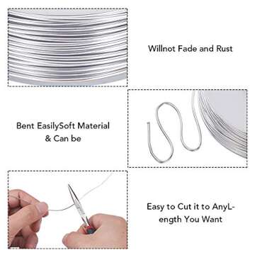 BENECREAT 6 Rolls 450 Feet Jewelry Aluminum Wire 18 Gauge Bendable Metal Craft Wire for Jewelry Bead...