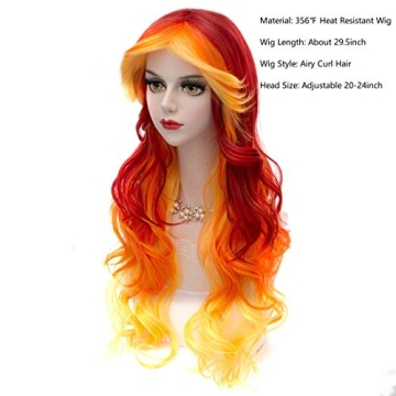 MQ Ombre Wavy Wigs for Women Long Colorful Curly Style