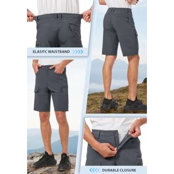 Hiauspor Men's Hiking Cargo Shorts 9"/10" Quick Dry Lightweight Waterproof for Golf Tactical Fishing...