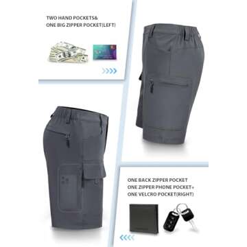 Hiauspor Men's Hiking Cargo Shorts 9"/10" Quick Dry Lightweight Waterproof for Golf Tactical Fishing Casual with 6 Pockets (Dark Grey, 36)