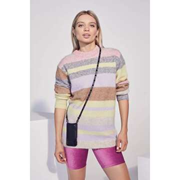 Bandolier Sarah Crossbody Phone Case and Wallet - Black Leather with Pewter Detail - for iPhone X/XS