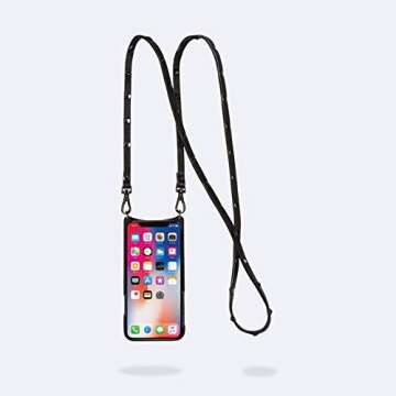 Bandolier Sarah Crossbody Phone Case and Wallet - Black Leather with Pewter Detail - for iPhone X/XS
