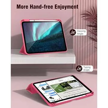 TiMOVO Case for iPad 10th Generation with Pencil Holder iPad 10.9 Inch Case 2022, iPad Case 10th Generation Hybrid Slim Tri-fold Stand Protective Cover with Clear Back for iPad 10, Watermelon Pink