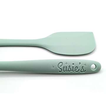 Customizable Silicone Spatula - Personalized Kitchen Tool for Unique Cooks - Heat-Resistant, Non-Stick, and Ergonomic - Your Name Embossed - Perfect Gift Idea (Mint Green)