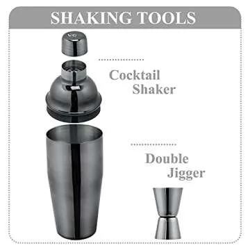 VG Cocktail Shaker Set with Acrylic Stand | 15 Pieces Mixology Bartender Kit | Bar Tools Set with All Bar Accessories for Dink Mixing, Beginers Home Bartending