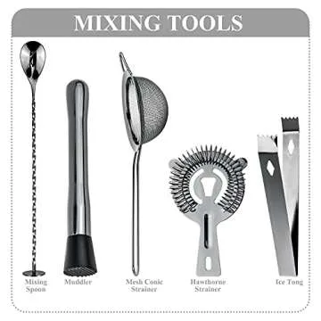 VG Cocktail Shaker Set with Acrylic Stand | 15 Pieces Mixology Bartender Kit | Bar Tools Set with All Bar Accessories for Dink Mixing, Beginers Home Bartending