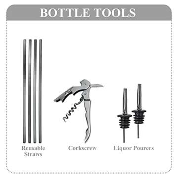 VG Cocktail Shaker Set with Acrylic Stand | 15 Pieces Mixology Bartender Kit | Bar Tools Set with All Bar Accessories for Dink Mixing, Beginers Home Bartending