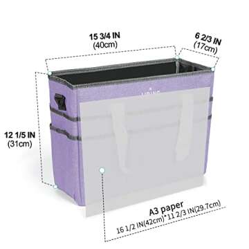JJRING Craft Organizer Tote Bag, Large Art Storage Caddy with Multiple Pockets, Lilac Sewing Bag for...
