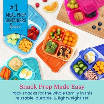Bentgo Easyboxes 4-Compartment Snack Containers - 20-Piece Set with 10 Trays & 10 Custom-Fit Lids to...