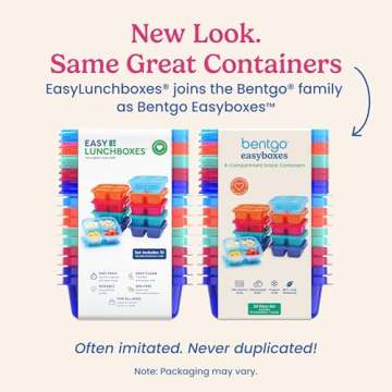 Bentgo Easyboxes 4-Compartment Snack Containers - 20-Piece Set with 10 Trays & 10 Custom-Fit Lids to Seal in Freshness - Reusable Food Storage & Meal Prep Bento BPA-Free Containers (Jewel Brights)